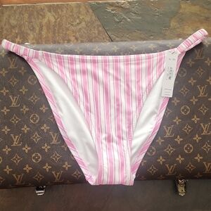 NWT Pink and White Striped Bikini Bottom. Size: XL